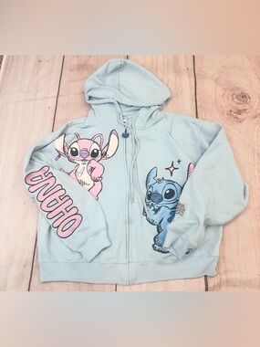 Disney Stitch and Angel Juniors’ Graphic Hoodie Size XXL Embroidered READ